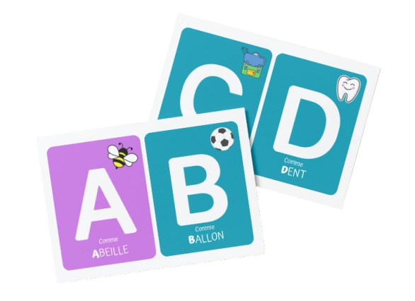 Cartes alphabet - Grand format - Lettres Majuscules, Plastifiées - des 2 ans